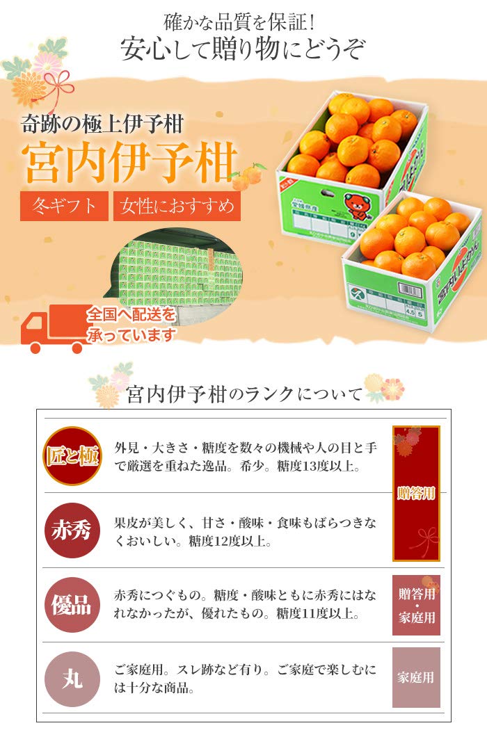 Amazon.co.jp: みかん 宮内伊予柑 〇等級 4L～3Lサイズ 9kg JAえひめ